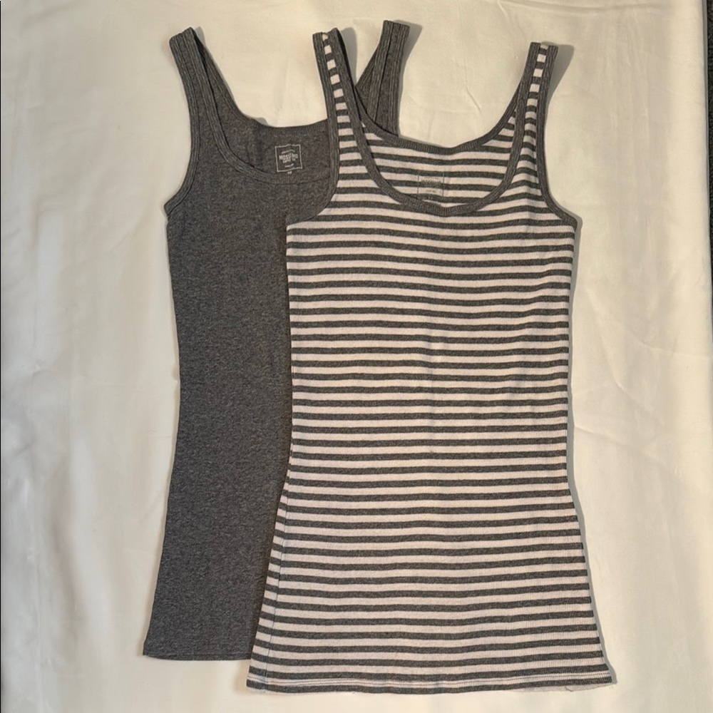 Striped and Solid Gray Tank Tops